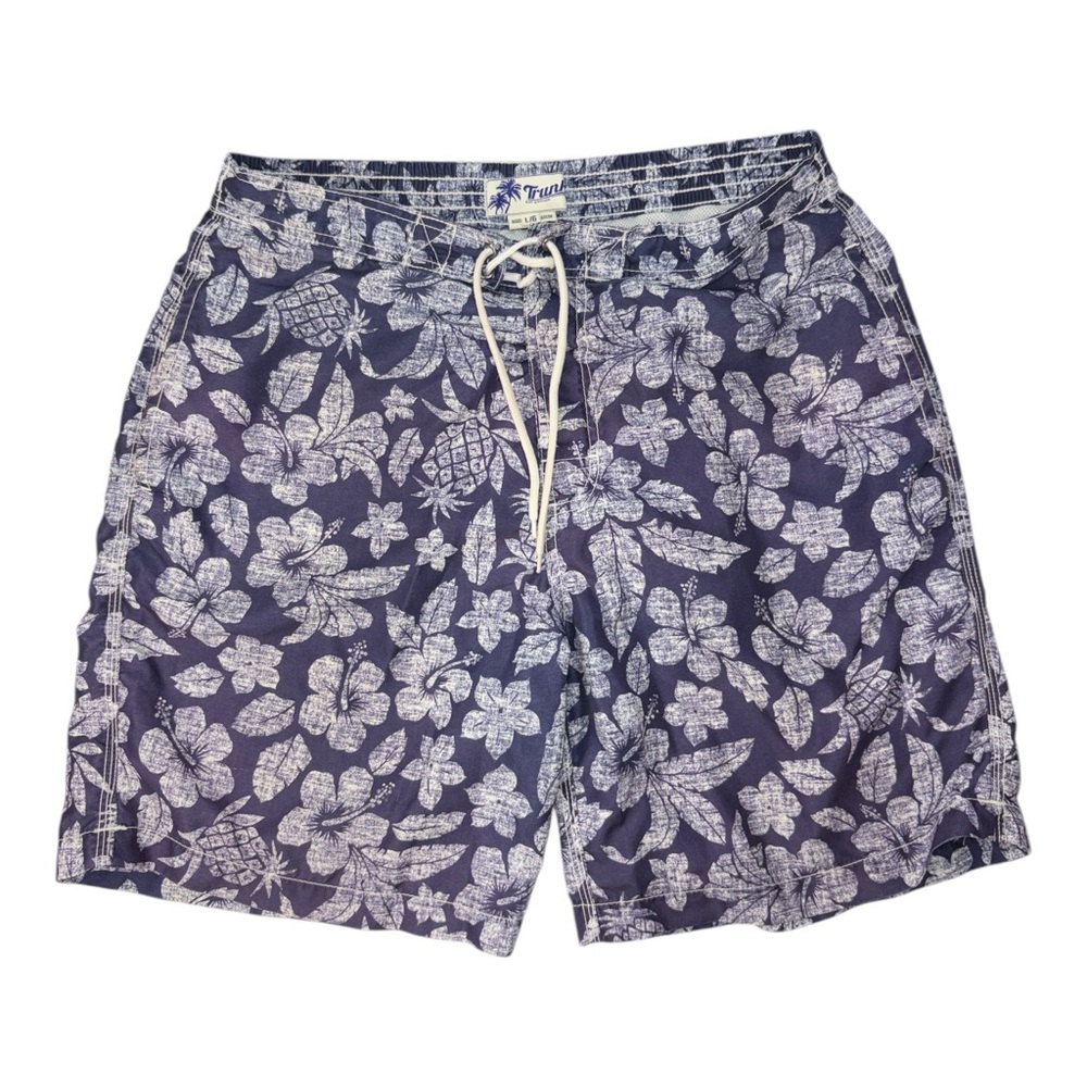 Trunks Surf & Swim Co Trunks Men's Large Blue Floral Tropical Mesh Lined Pockets